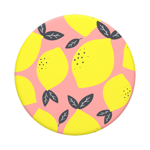Mobile accessory expanding hand-grip and stand Popsocket in lemon illustration