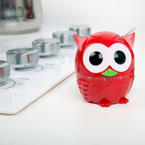 Kitchen timer owl shaped in red