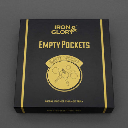 Metal trinket tray key tidy 'Empty Pockets' by Iron and Glory in brass