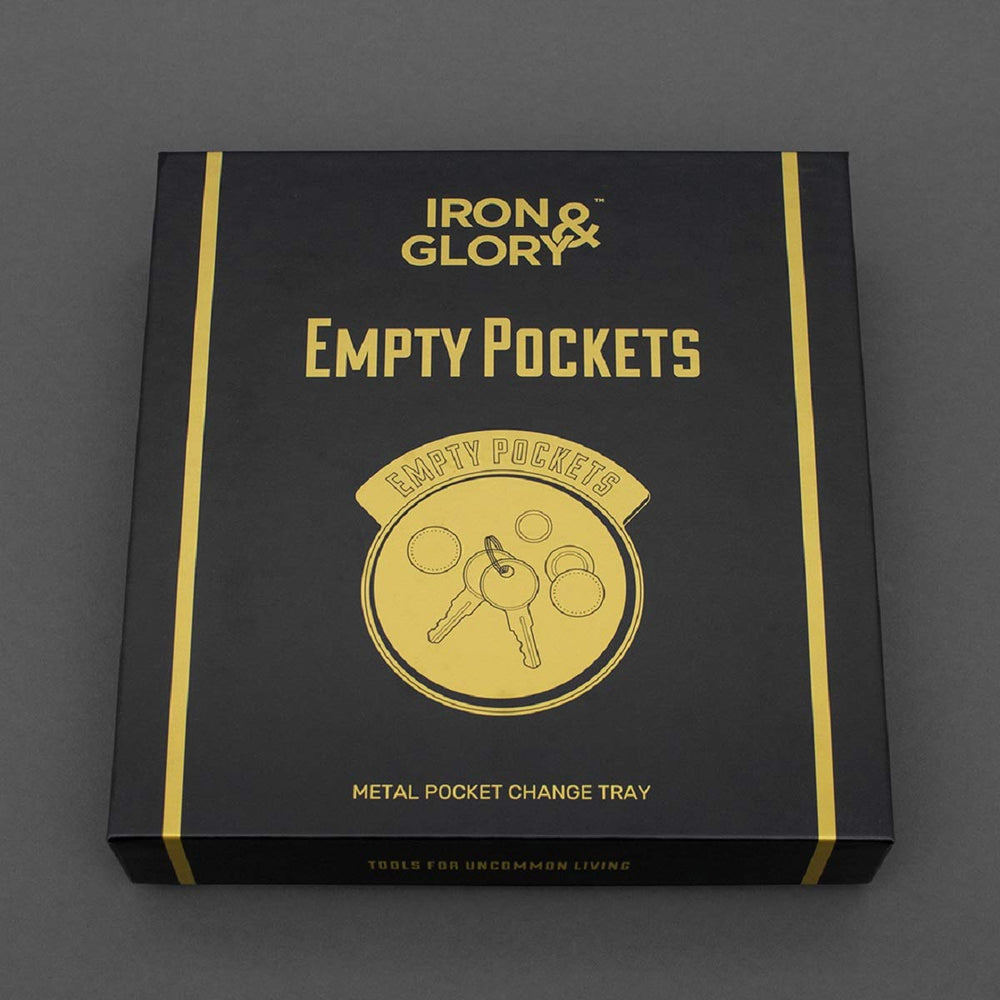 Metal trinket tray key tidy 'Empty Pockets' by Iron and Glory in brass