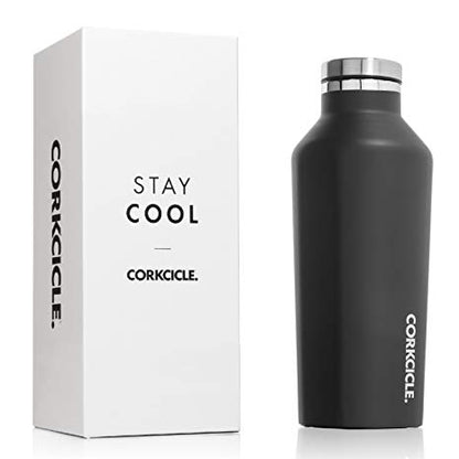 Corkcicle 9oz thermal insulated canteen for hot and cold drinks in matte black