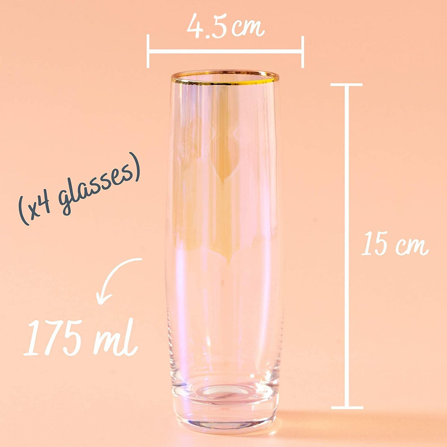 Stemless Prosecco Glasses Set of 4 Rainbow