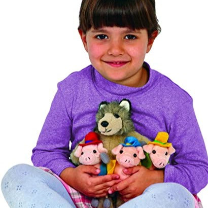 Three Little Pigs Finger Puppet Story-Telling Set Red