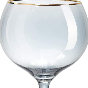 Gin Balloon Glass Black-Tint Gold Rim 2 Pack