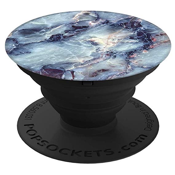 Mobile accessory expanding hand-grip and stand Popsocket in blue marble