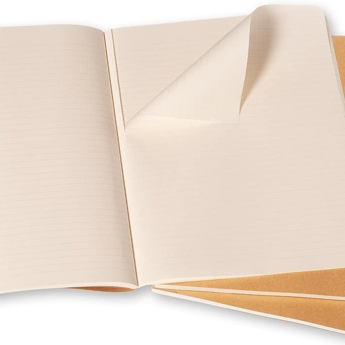 Notepads Set of 3 Extra Large Moleskine Brown Kraft Cover Ruled Pages