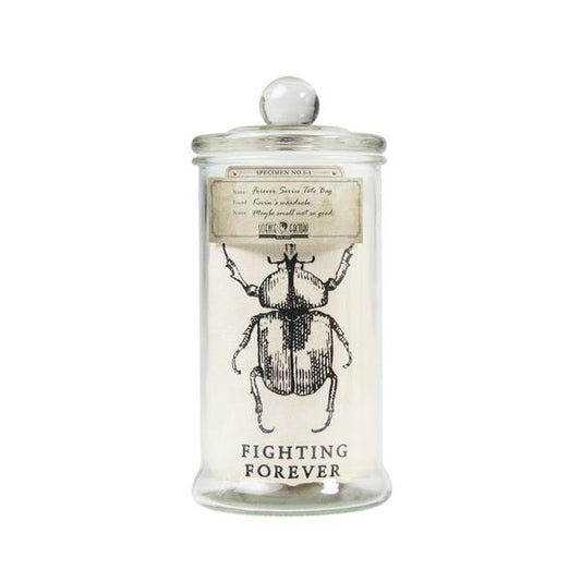 Linen Tote Bag in Glass Specimen Jar Fighting Forever (Beetle)