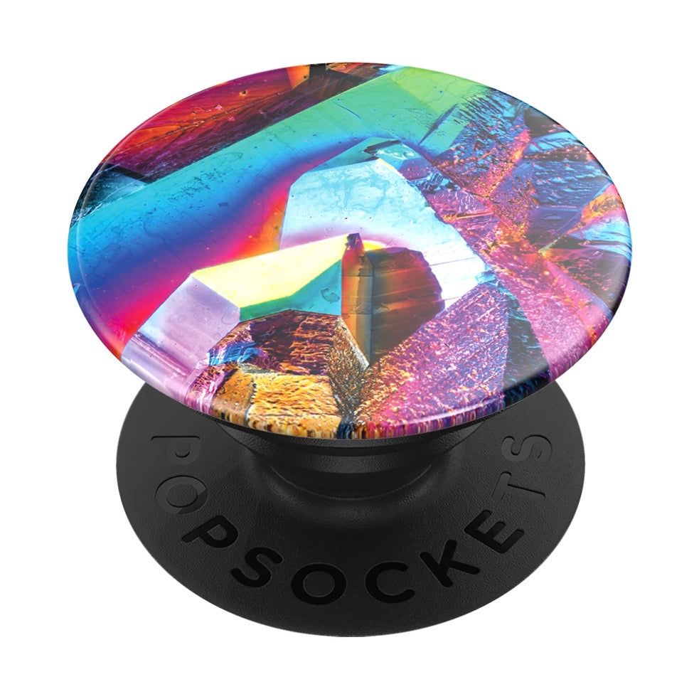 Mobile accessory expanding hand-grip and stand Popsocket in multicolour gem pattern