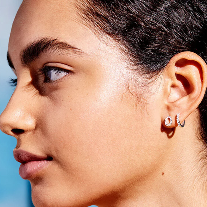 Silver Earrings Organic Pave Set Circle Studs