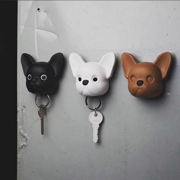 Dog key holder wall mounted Frenchy Dog in brown