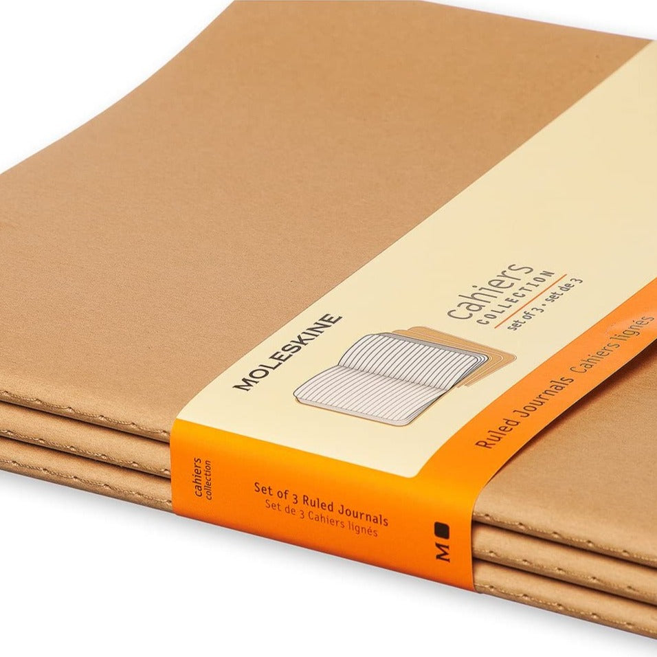 Notepads Set of 3 Extra Large Moleskine Brown Kraft Cover Ruled Pages