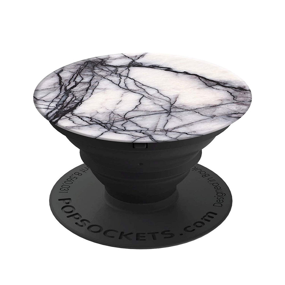 Mobile accessory expanding hand-grip and stand Popsocket in white marble