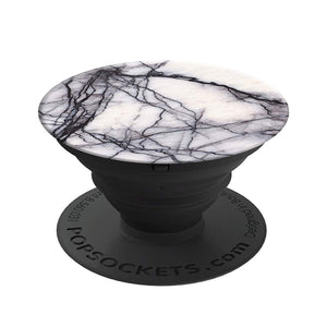 Mobile accessory expanding hand-grip and stand Popsocket in white marble