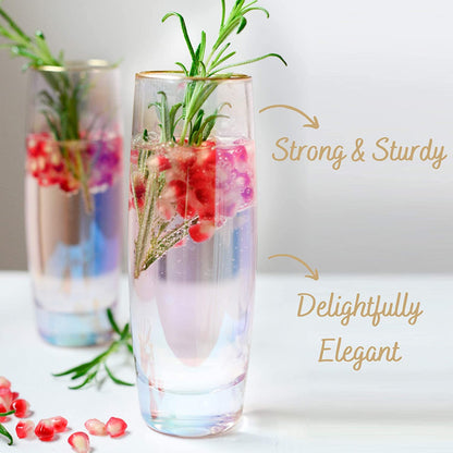 Stemless Prosecco Glasses Set of 4 Rainbow