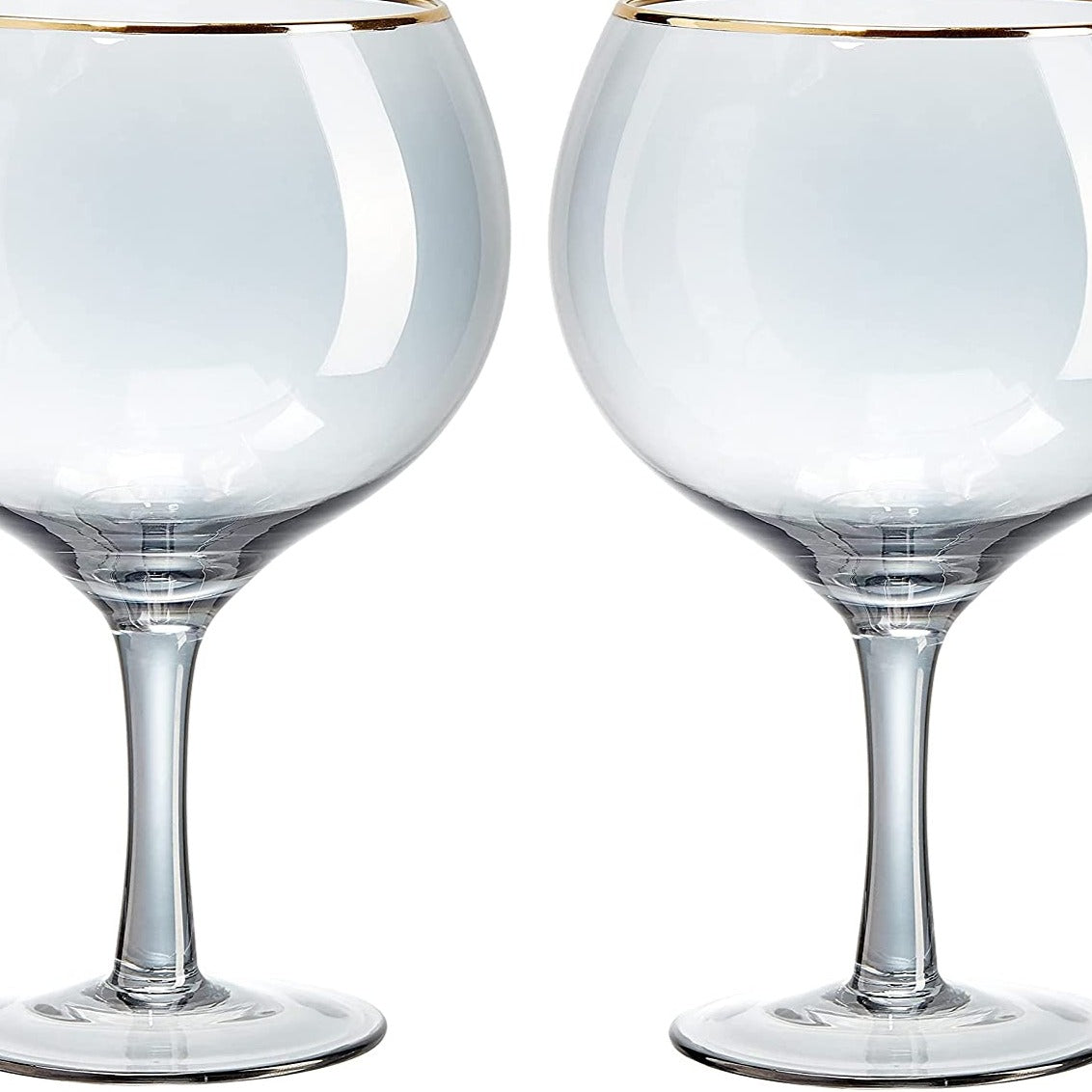 Gin Balloon Glass Black-Tint Gold Rim 2 Pack