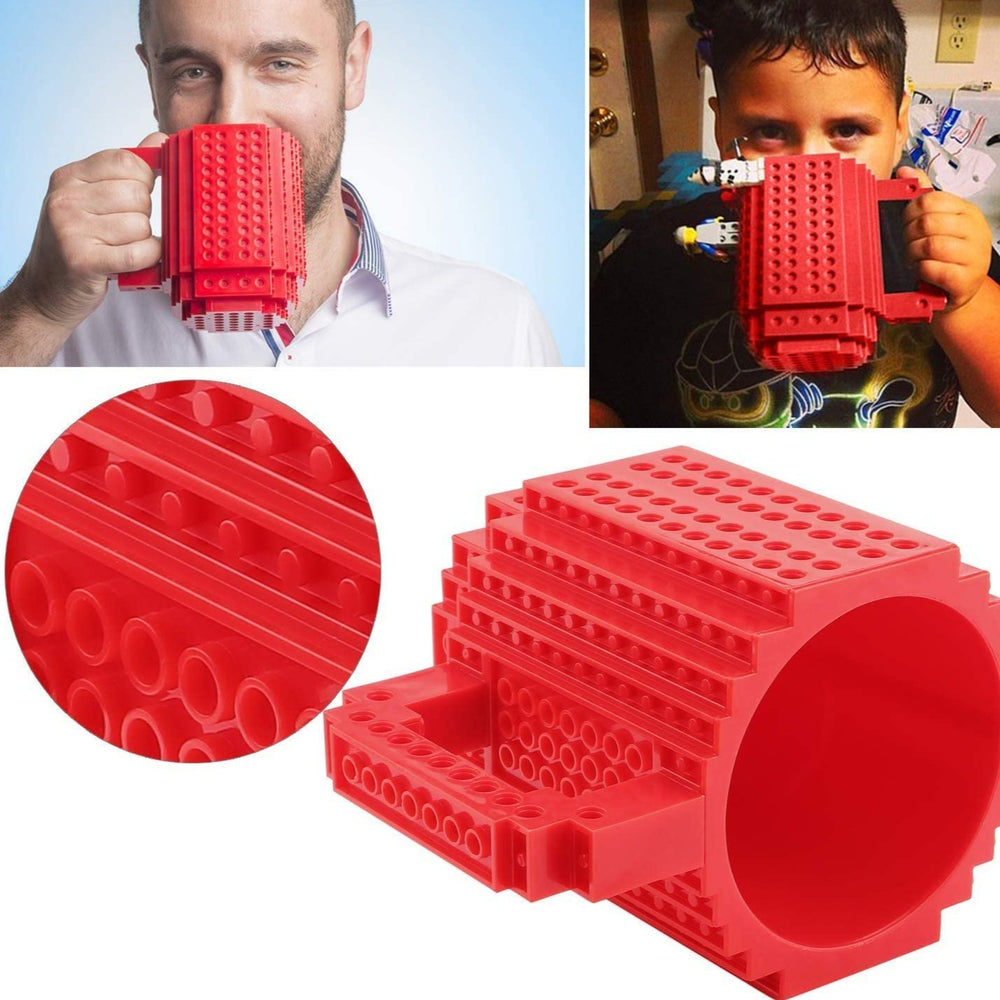 Coffee Mug with Building Blocks Build-on Brick Red