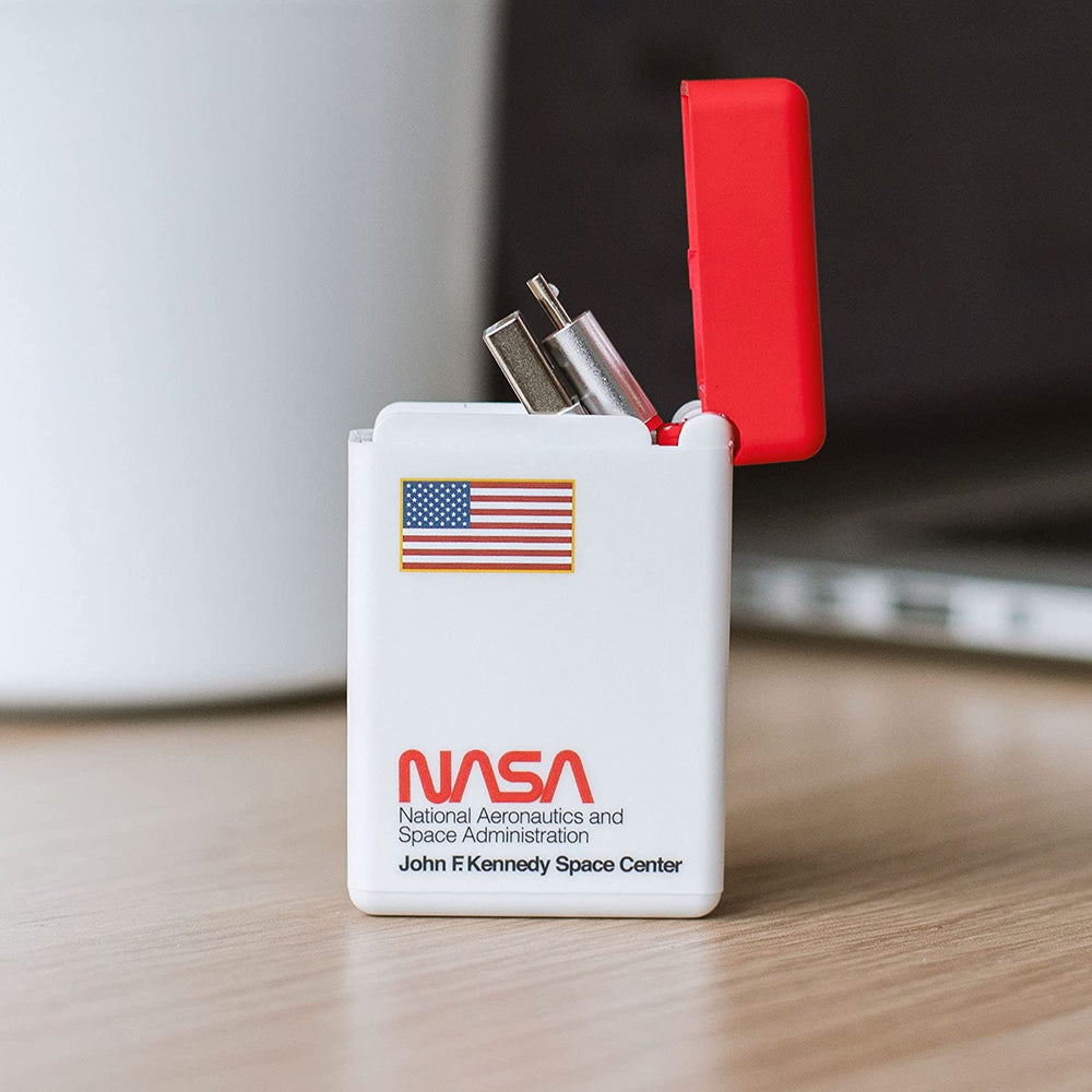 Retractable Charging Cable Flip Box 3-in-1 NASA Red White