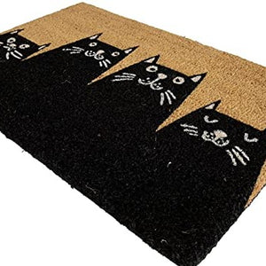 Cat Doormat Cute Black Brown Non-Slip