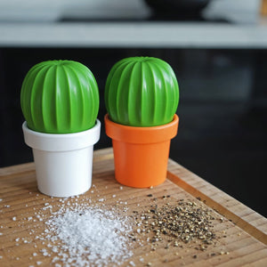 Salt Grinder or Pepper Grinder Cactus in Orange and Green
