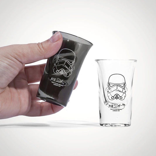 Shot Glasses Set of 4 Star Wars Stormtrooper in Black and Clear Glass
