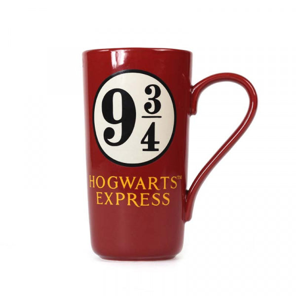 Harry Potter latte mug with Hogwarts Express Platform 9 3/4 in maroon red