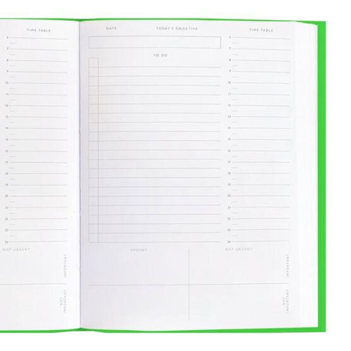 Daily Planner Neon Green Linen