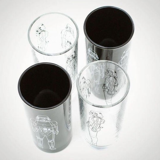 Stormtrooper Glass Set of Four in Black and Clear Glass