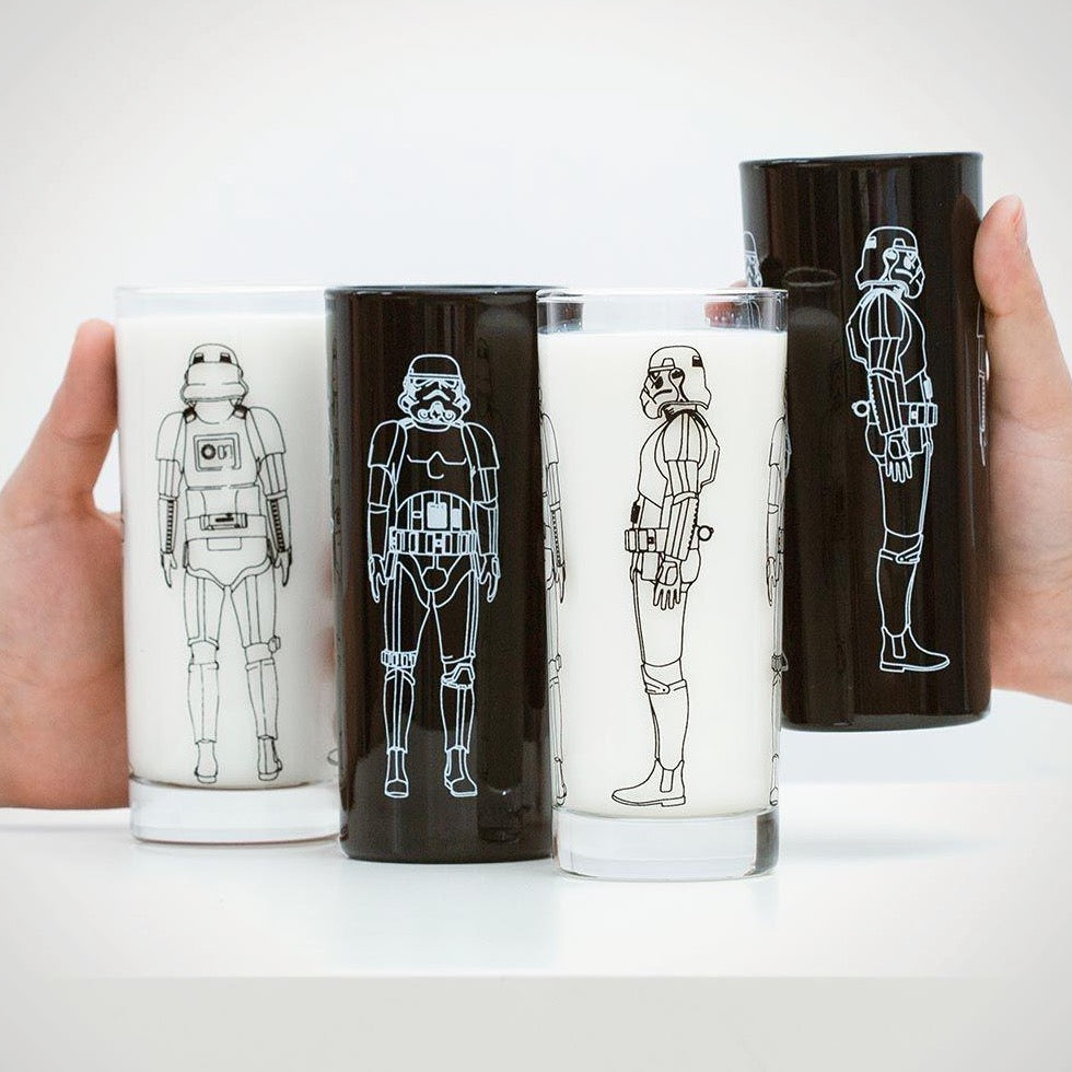 Stormtrooper Glass Set of Four in Black and Clear Glass