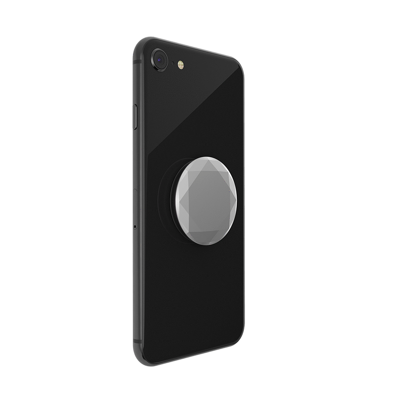 Phone Grip with swappable top in Metallic Diamond Silver