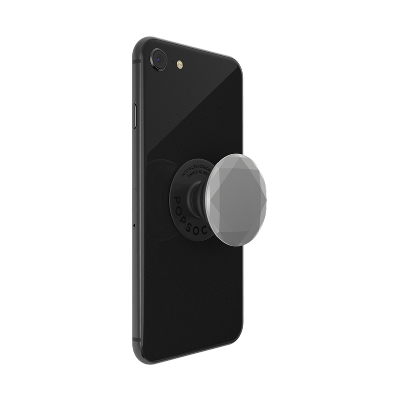 Phone Grip with swappable top in Metallic Diamond Silver