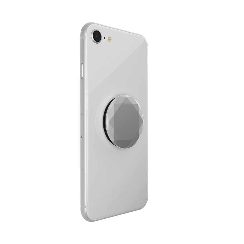 Phone Grip with swappable top in Metallic Diamond Silver