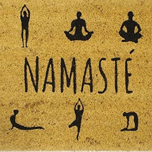 Doormat Namasté Yoga Sillhouettes Beige Black Fisura