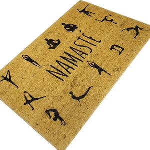 Doormat Namasté Yoga Sillhouettes Beige Black Fisura