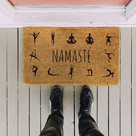 
            
                Load image into Gallery viewer, Doormat Namasté Yoga Sillhouettes Beige Black Fisura
            
        