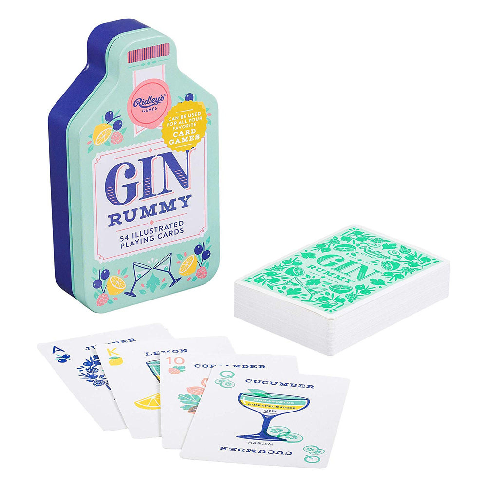 Playing cards with Gin drinks theme by Ridley's in white and green