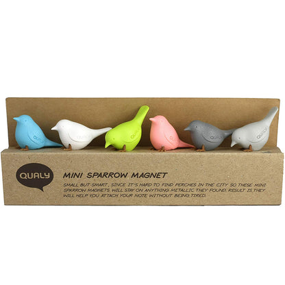Bird magnets sparrows set of 6 in pastel