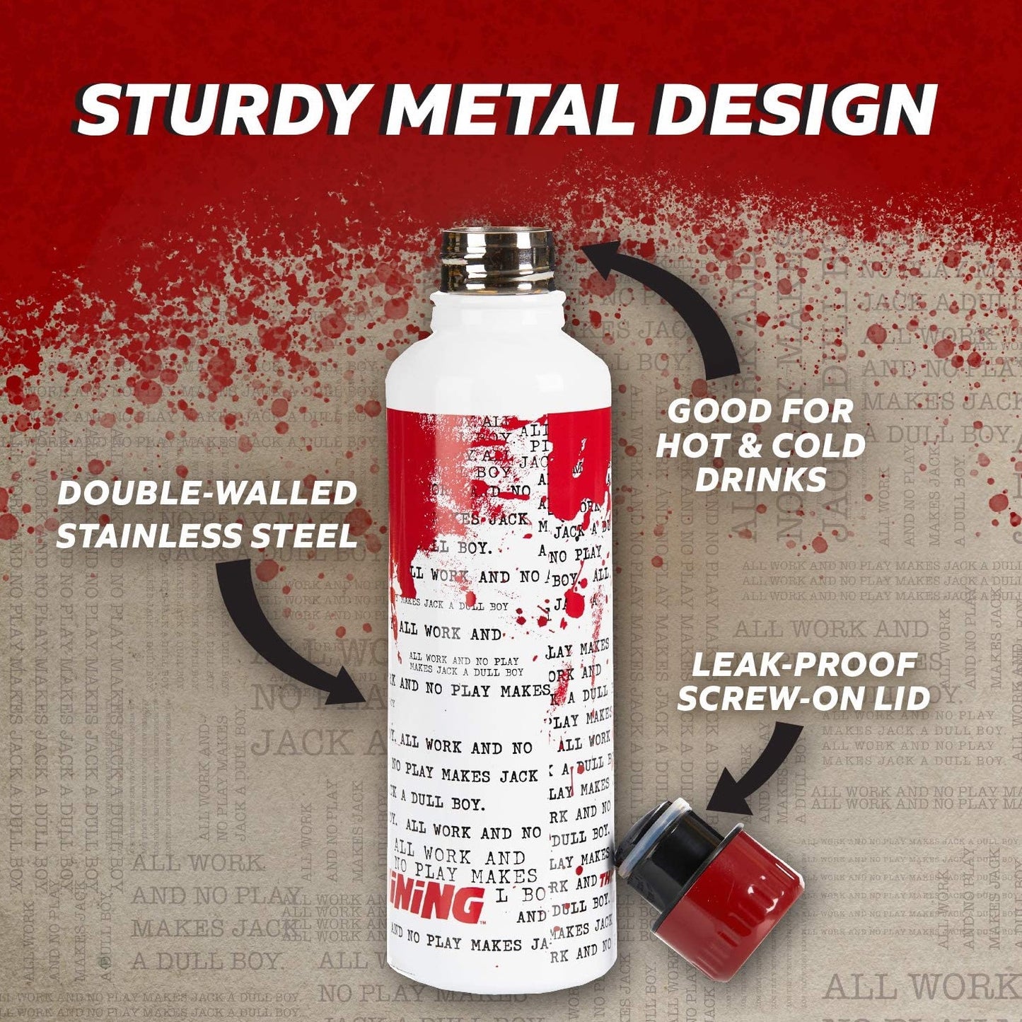 The Shining Metal Water Bottle 500ml in White and Red