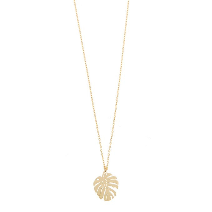 Leaf necklace monstera leaf pendant in gold