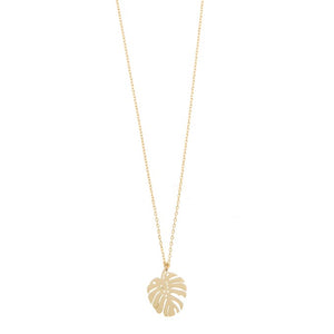 Leaf necklace monstera leaf pendant in gold
