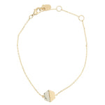 Bracelet Hexagon half marble stone charm in gold