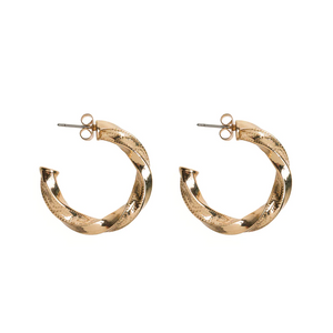 Earring Hoop Gold Plated Chunk Twist Timi