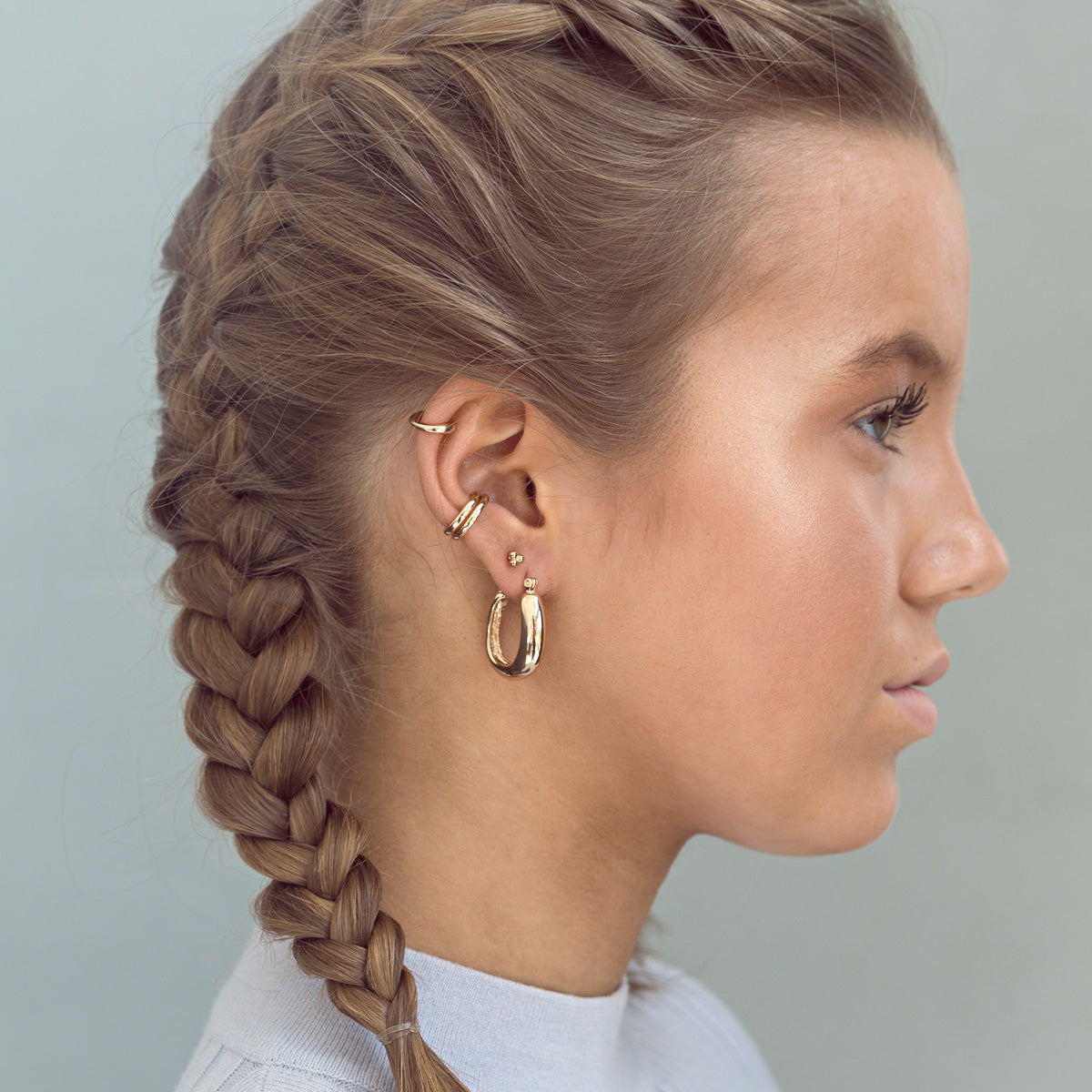 Earrings Chunky Oval Hoop Gold Plated Timi