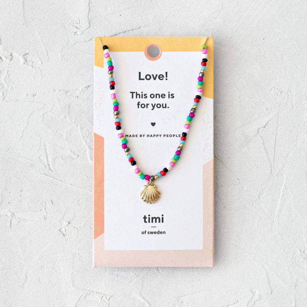 Necklace Mermaid Shell with Beads Multicoloured Gold Plated