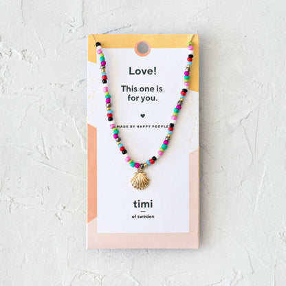 Necklace Mermaid Shell with Beads Multicoloured Gold Plated