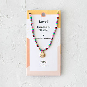 Necklace Mermaid Shell with Beads Multicoloured Gold Plated