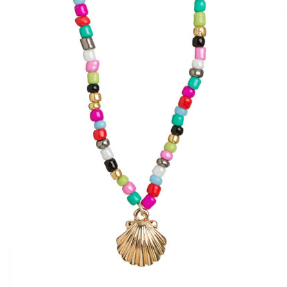 Necklace Mermaid Shell with Beads Multicoloured Gold Plated