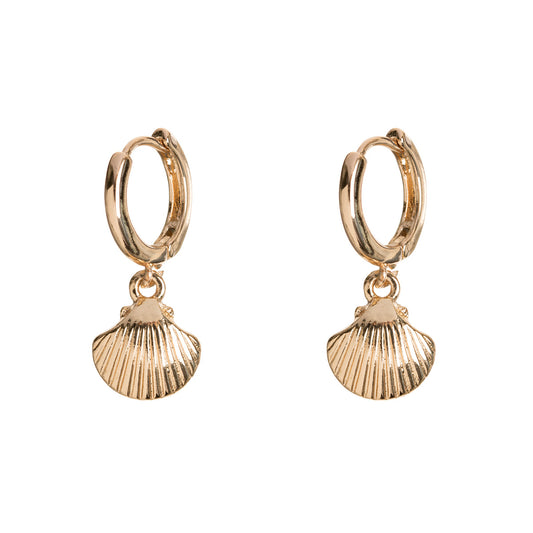 Earrings Mermaid Shell Hoop Gold Plated