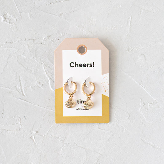 Earrings Mermaid Shell Hoop Gold Plated