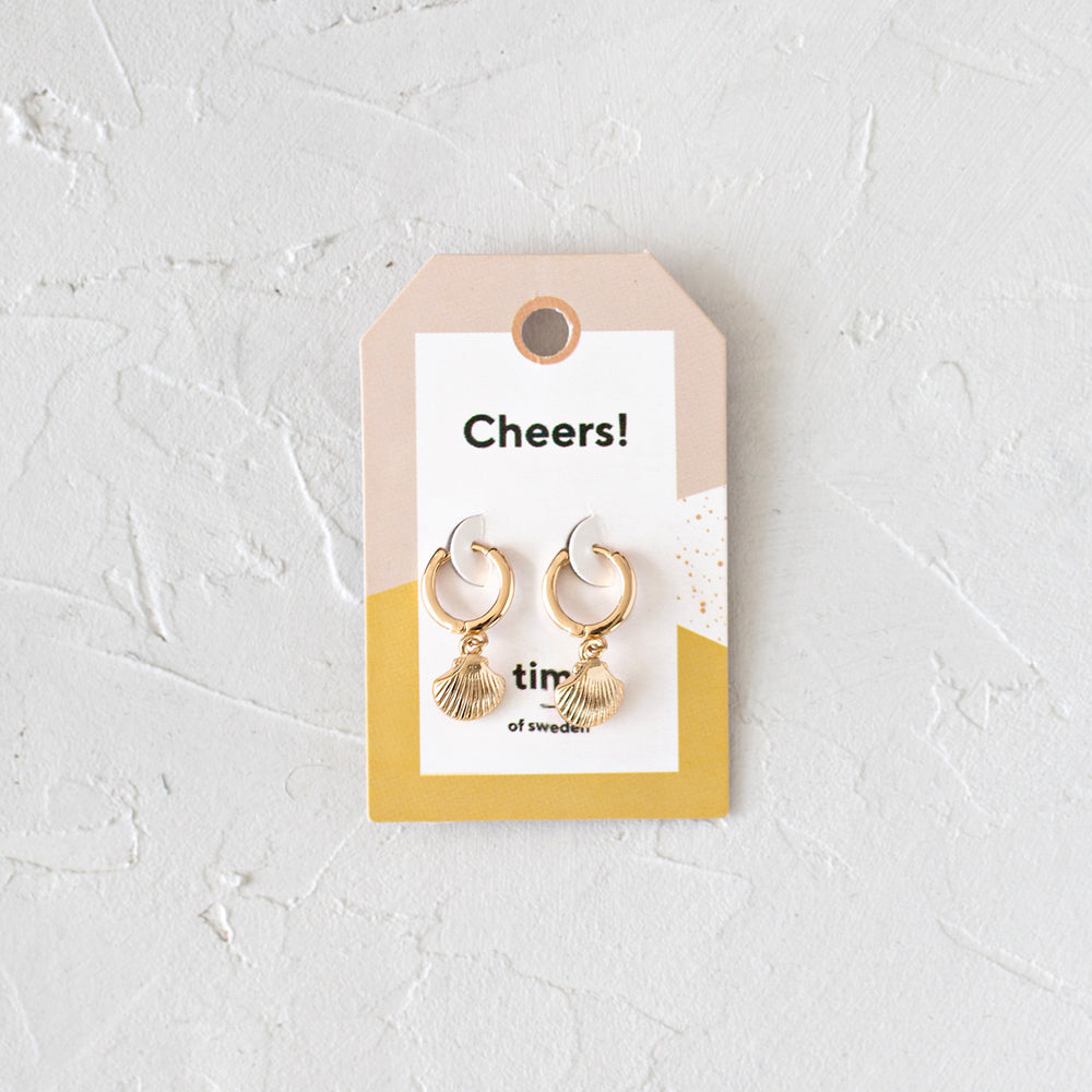 Earrings Mermaid Shell Hoop Gold Plated