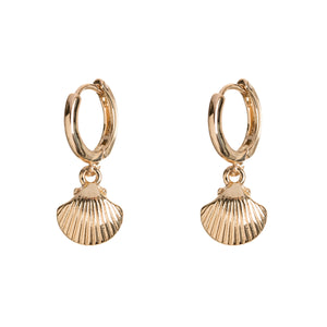 Earrings Mermaid Shell Hoop Gold Plated